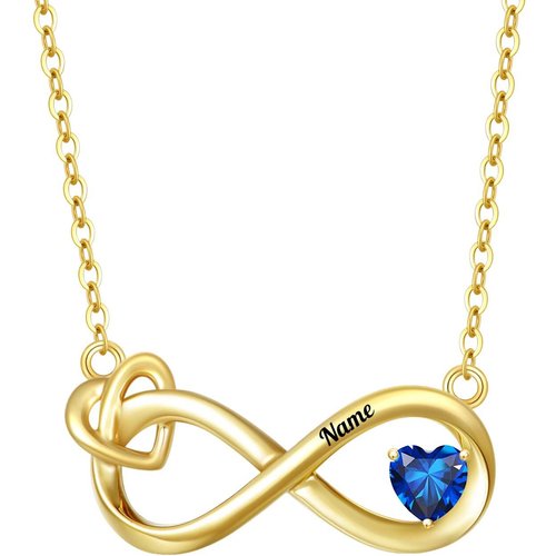 10K Gold Cubic Zirconia Personalized Birthstone Pendant Necklace
