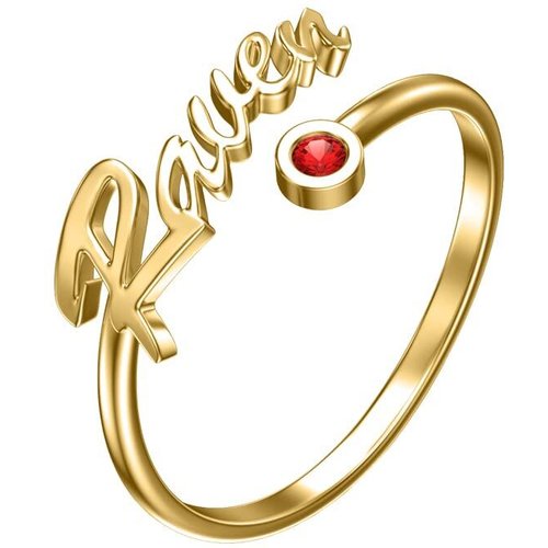 10K Gold Cubic Zirconia Personalized Classic Name Birthstone Ring