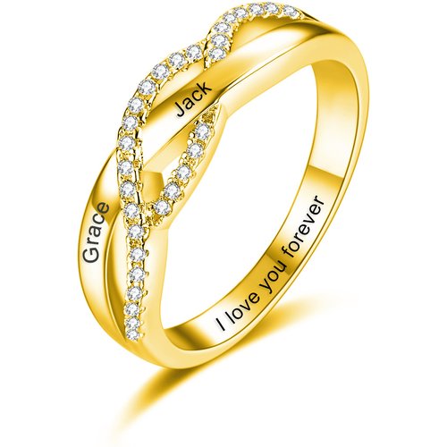 10K Gold Cubic Zirconia Personalized Classic Name Ring