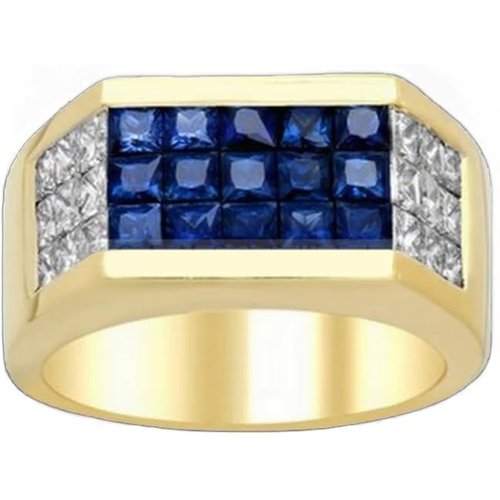 10K Gold Cubic Zirconia Personalized Engraving Ring for Men