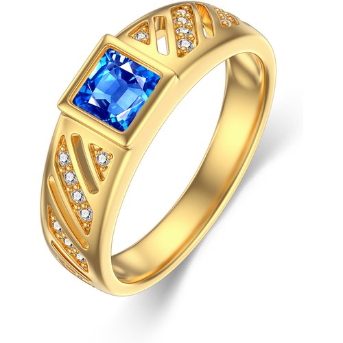 10K Gold Cubic Zirconia Personalized Engraving & Square Ring