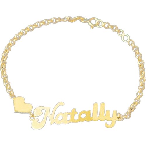 10K Gold Personalized Name Heart Charm Bracelet