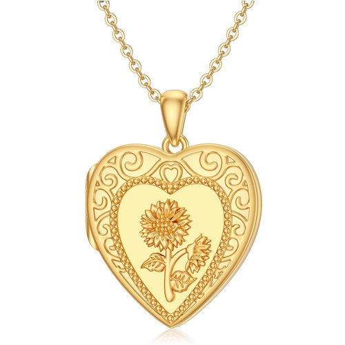 10K Gold Heart Personalised Photo Locket Necklace For Women