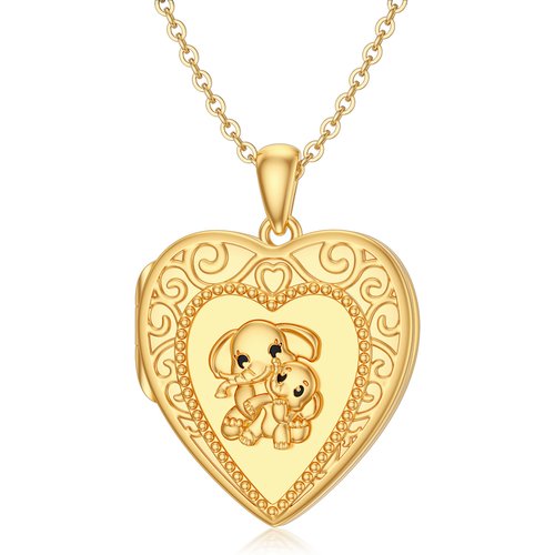 10K Gold Personalized Photo & Heart Locket Necklace For Women Best Friends