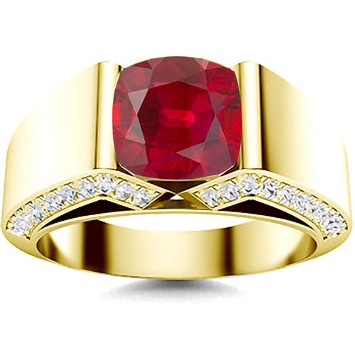 10K Gold 1.5 to 5.5 CT.T.W. Princess Cut Ruby Engagement Ring Anniversary Ring for Men