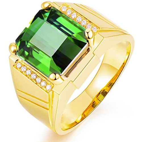 10K Gold Princess Cut Emerald Ring for Men