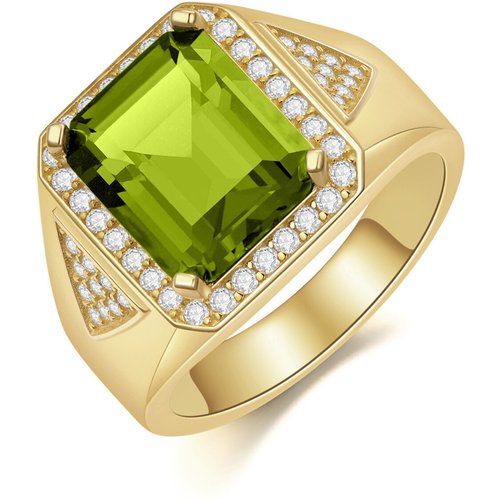 10K Gold Princess-square Cubic Zirconia Square Ring for Men