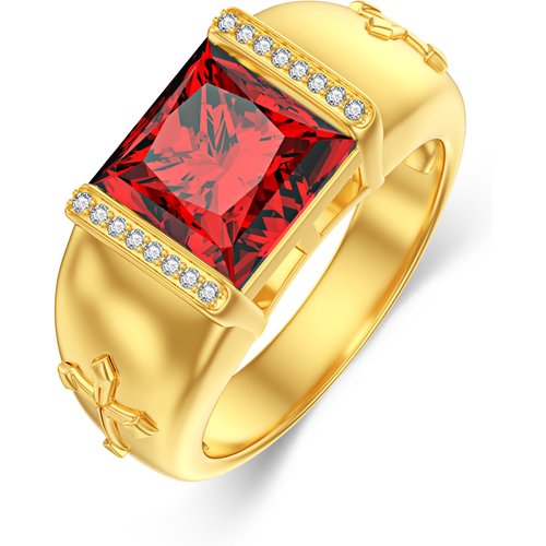 10K Gold 1.1 to 5.1 CT.T.W. Princess Cut Cut Cross Gemstone Anniversary Band for Men
