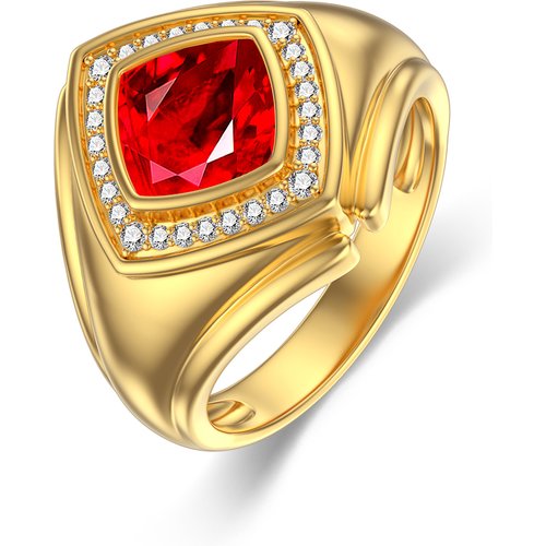 10K Gold Princess Cut Shaped Cubic Zirconia Personalized Engraving Ring for Men