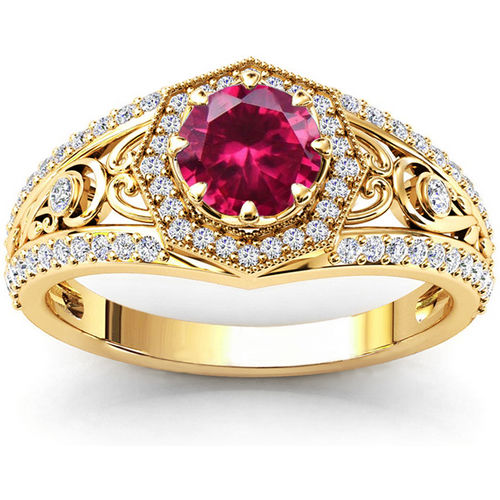 10K Gold Round Cut Ivy Gemstone Vintage Rings for Women