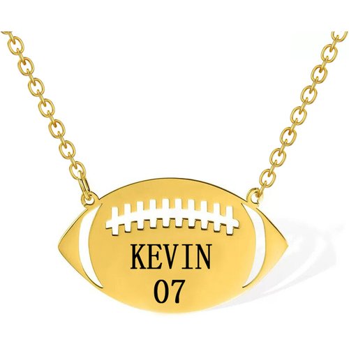 10K Gold Rugby Pendant Necklace for Men