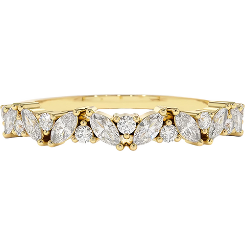 10K Gold Slanted Marquise and Round Diamond Ring D Color VVS-VS Clarity