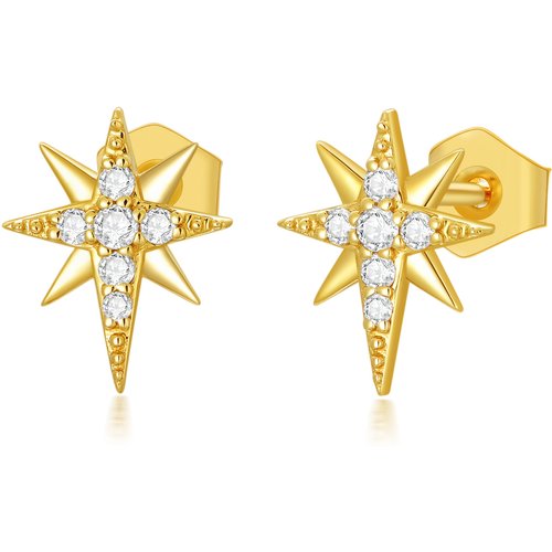 10K Gold Moissanite Star Stud Earrings