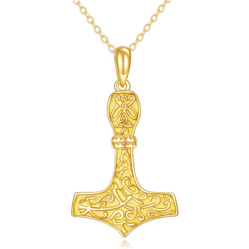 10K Gold Thor's Hamme Pendant Necklace