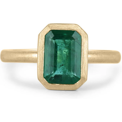 10K Gold 2 to 7 CT Emerald Cut Emerald Solitaire Vertical Engagement Band