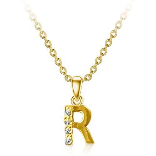 10K Gold Zircon Letter Pendant Necklace