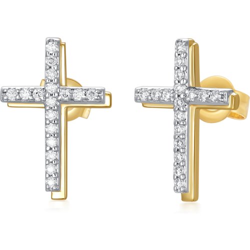 10K Gold Moissanite Cross Stud Earrings