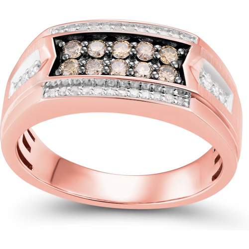 10K Rose Gold 0.5 CT.T.W. Round Lab Created Diamond Custom Wedding Ring for Men D Color VVS1 Clarity 3EX