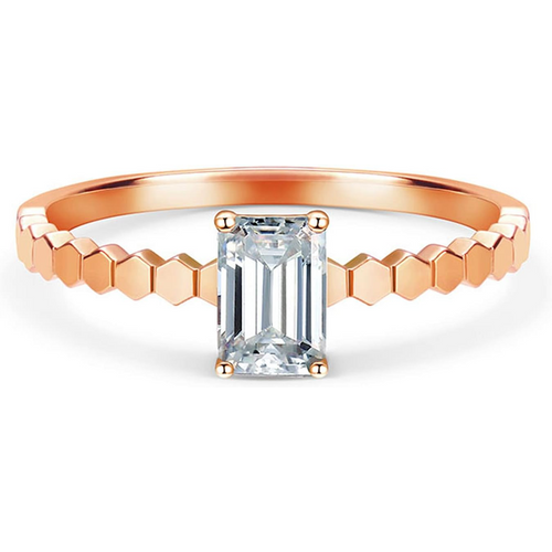 10K Rose Gold 0.5CT Emerald Cut Engagement Ring
