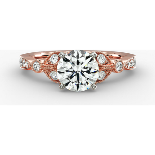 10K Rose Gold 0.7 to 3.2 CT.T.W. Round Cut Diamond Engagement Ring D Color VVS-VS Clarity IGI Certified