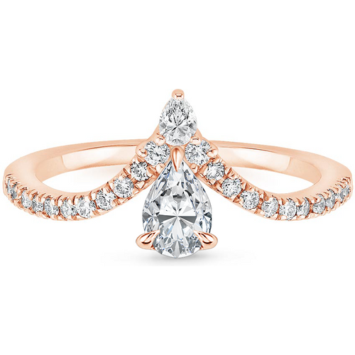 10K Rose Gold 0.75 to 3.25 CT.T.W. Pear Cut Lab Created Diamond Claw Prong Engagement Band IGI Certified