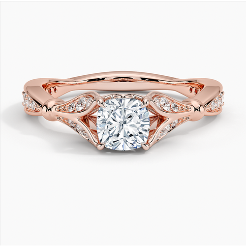 10K Rose Gold 0.8 to 3.3 CT.T.W. Cushion Cut Lab Created Diamond Custom Engagement Band IGI Certified