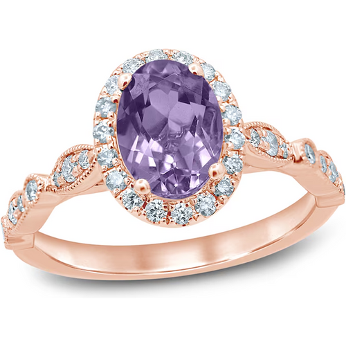 10K Rose Gold Oval Cut Custom Engagement Ring Gemstone Rings