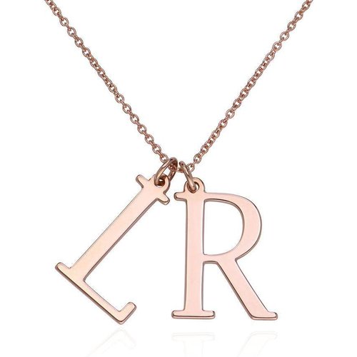 10K Rose Gold Personalized Initial Letter Pendant Necklace