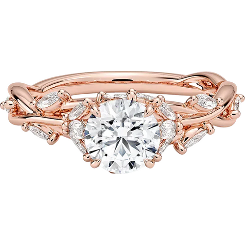 10K Rose Gold Secret Garden 1 CT.T.W. Round Lab Created Diamond Custom Engagement Ring D VVS1-VS1 IGI Certified
