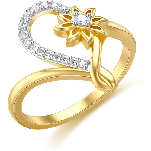 10K Silver & Gold Round Shaped Moissanite Sunflower Ring