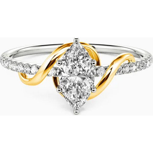 10K Two-Tone Gold Marquise Cut Diamond Engagement Ring D Color VVS-VS Clarity 3EX IGI Certified