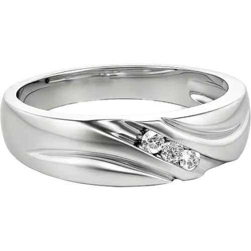 10K White Gold 0.06CT.T.W Round Cut Diamond Custom Ring for Men 3EX IGI Certified