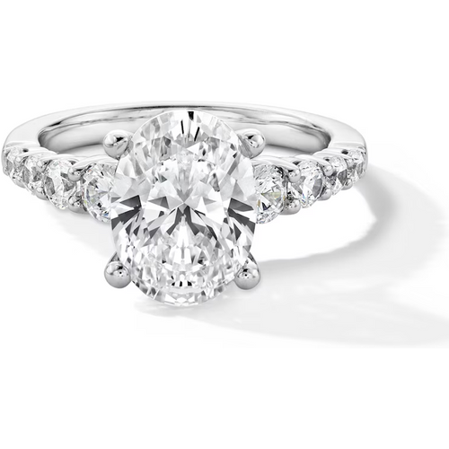 10K White Gold 1.25 to 3.75 CT.T.W. Oval Cut Diamond Graduated Shank Engagement Band IGI Certified