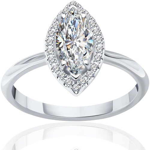 10K White Gold 2CT Marquise Cut Moissanite Engagement Ring