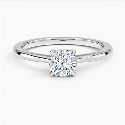 10K White Gold 0.5 to 3 CT Cushion Cut Lab Created Diamond Solitaire Engagement Band IGI Certified