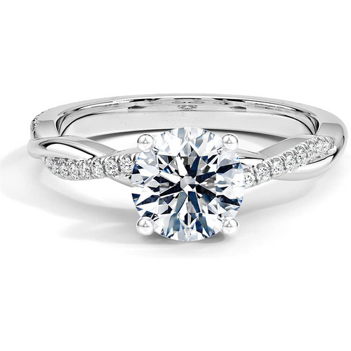 10K White Gold Round Shaped Cubic Zirconia Custom Engraving & Engagement Ring