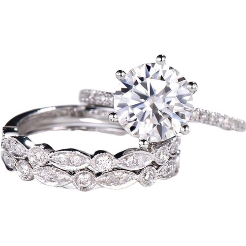 10K White Gold Circular Shaped Moissanite Wedding Ring