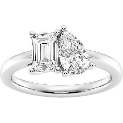 10K White Gold 2 CT.T.W. Pear & Emerald Moissanite Custom Engagement Band