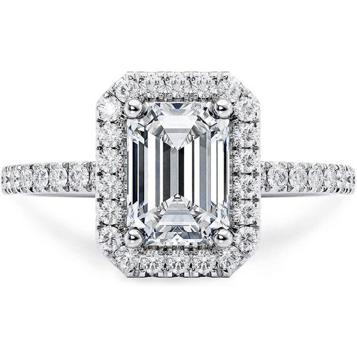 10K White Gold 1 CT Princess Moissanite Personalized Engraving Engagement Ring