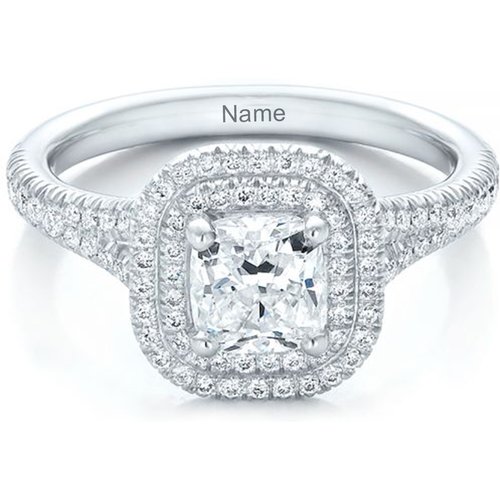 10K White Gold 2 CT Princess Moissanite Personalized Engraving Wedding Ring