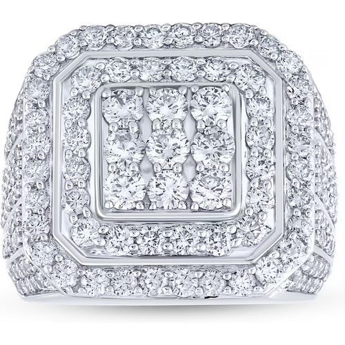 10K White Gold 5 CT.T.W. Round Lab Created Diamond Custom Wedding Ring for Men D-VVS1 3EX IGI Certified