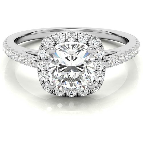 10K White Gold Cushion Cut Moissanite Engagement Ring