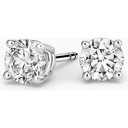 10K White Gold Diamond 4-Prong Stud Earrings
