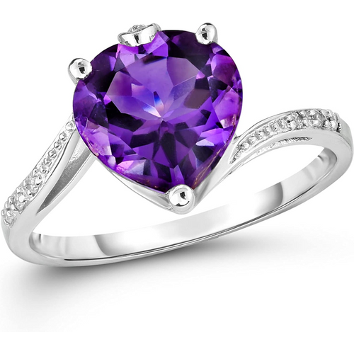 10K White Gold Heart Gemstones Engagement Ring