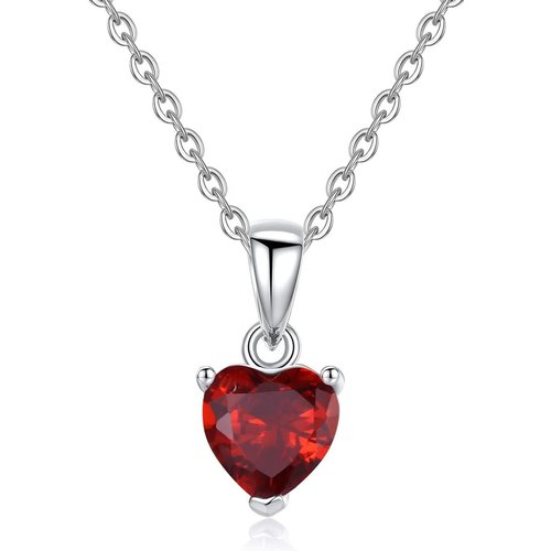 10K White Gold Heart Shaped Cubic Zirconia Personalized Birthstone Pendant Necklace