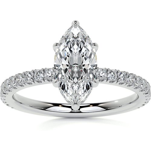 10K White Gold Marquise Cut Moissanite Engagement Ring