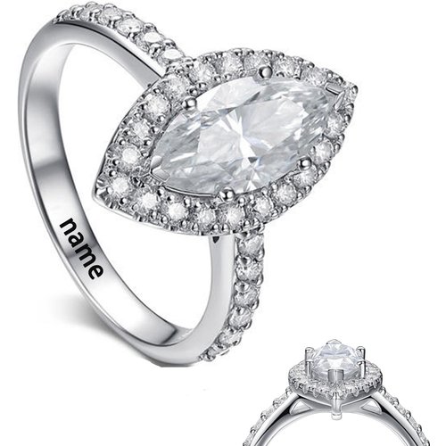 10K White Gold Marquise Shaped Moissanite Couple Ring