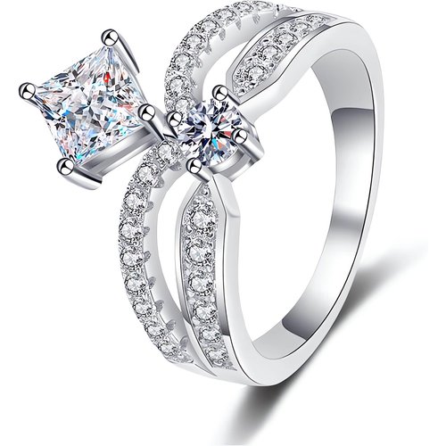 10K White Gold 1.5 to 5 CT Princess Cut Cut Moissanite Engagement Band