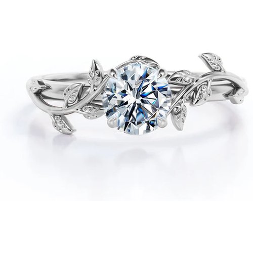 10K White Gold Round Cut Wedding Ring