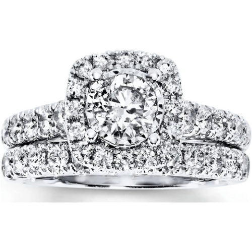 10K White Gold 1.5 to 5 CT Round Moissanite Bridal Set